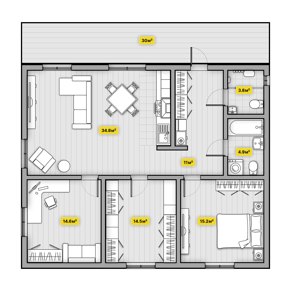 План дома из Теплоблока в Красноярске - Семейный 130 м²