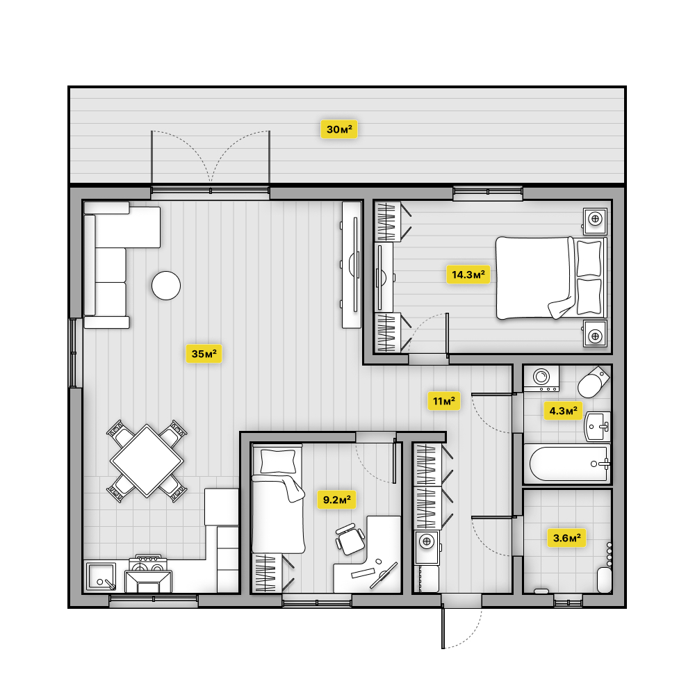 План дома из Теплоблока в Красноярске - Панорама 110 м²
